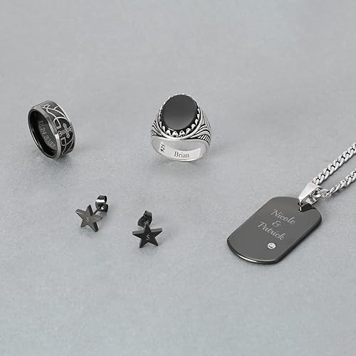 Miniatura 5 de Anillo de plata de ley 925 oxidada sólida hecha a mano en Turquía para hombre con piedra preciosa ovalada de ojo de tigre, color negro ónix, azul