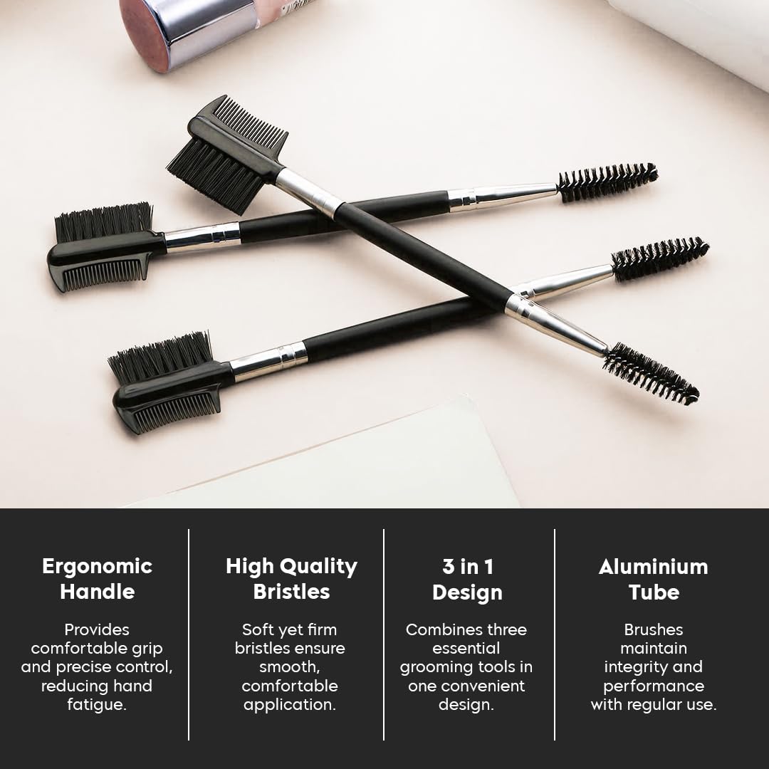 Gleva 3 In 1 Eyelash Comb, Shaper And Eyebrow Brush Double Head, Lash Shaping Makeup Tool For Women, Girls Cosmetic Travel Brushes For Separating Lashes, Eliminating Mascara Clumps, Grooming Brows. - Image 4 thumbnail