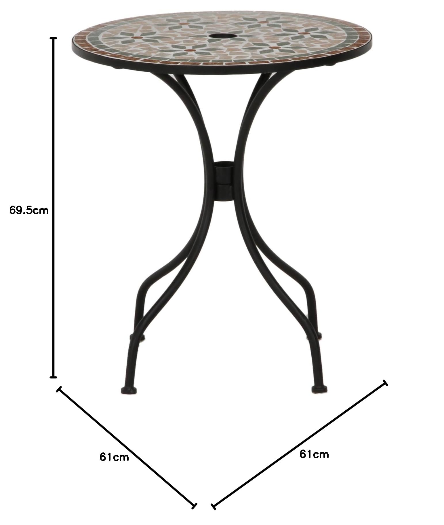 ガーデンテーブル 幅61×奥行61×高さ69.5cm 花柄 屋外