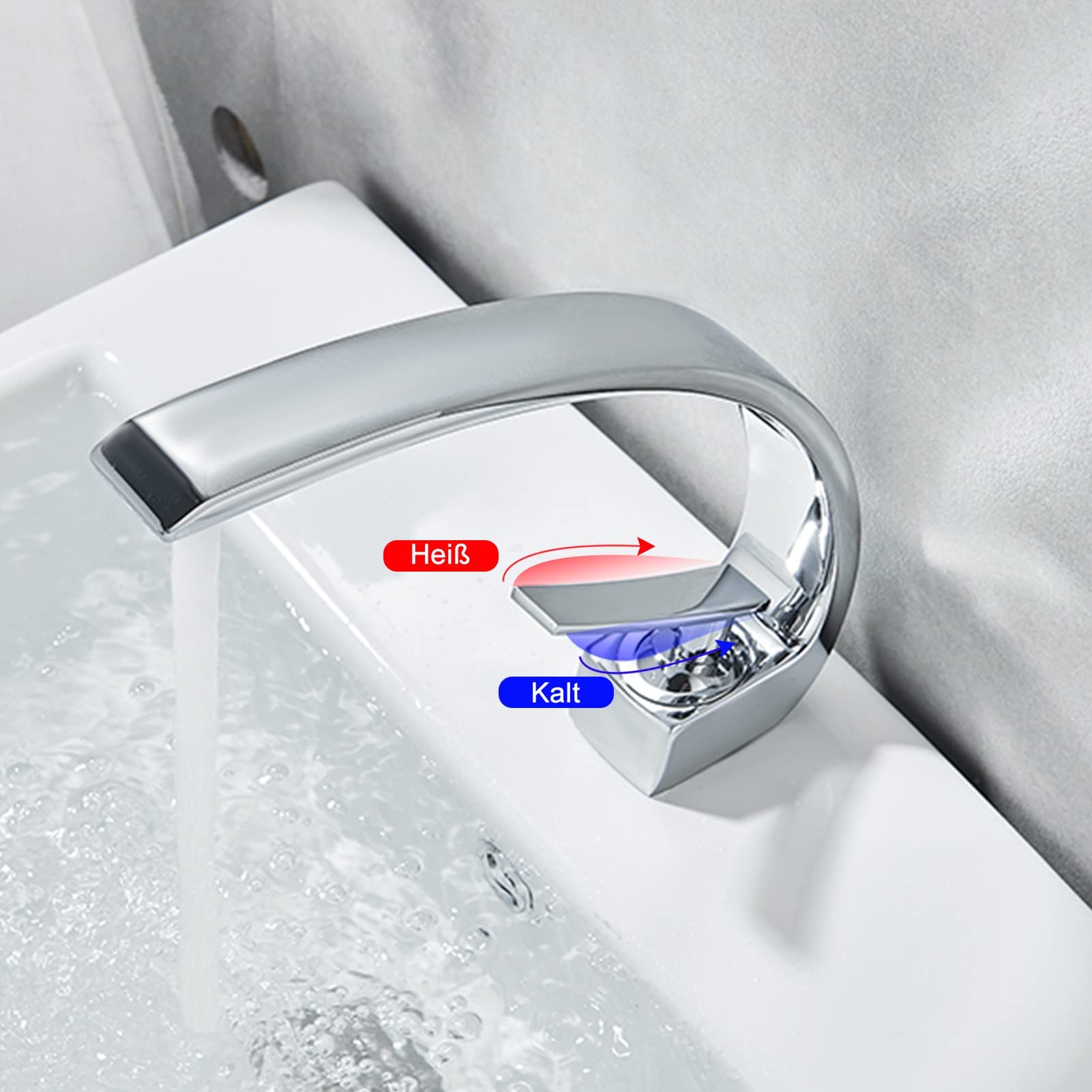 Trintion Waschtischarmatur Wasserhahn Bad Waschbecken Armaturen Edelstahl Chrom Messing Kaltes und Heißes Einstellbar Mischbatterie Wasserfall Einhandmischer Armatur Badarmatur für Badezimmer