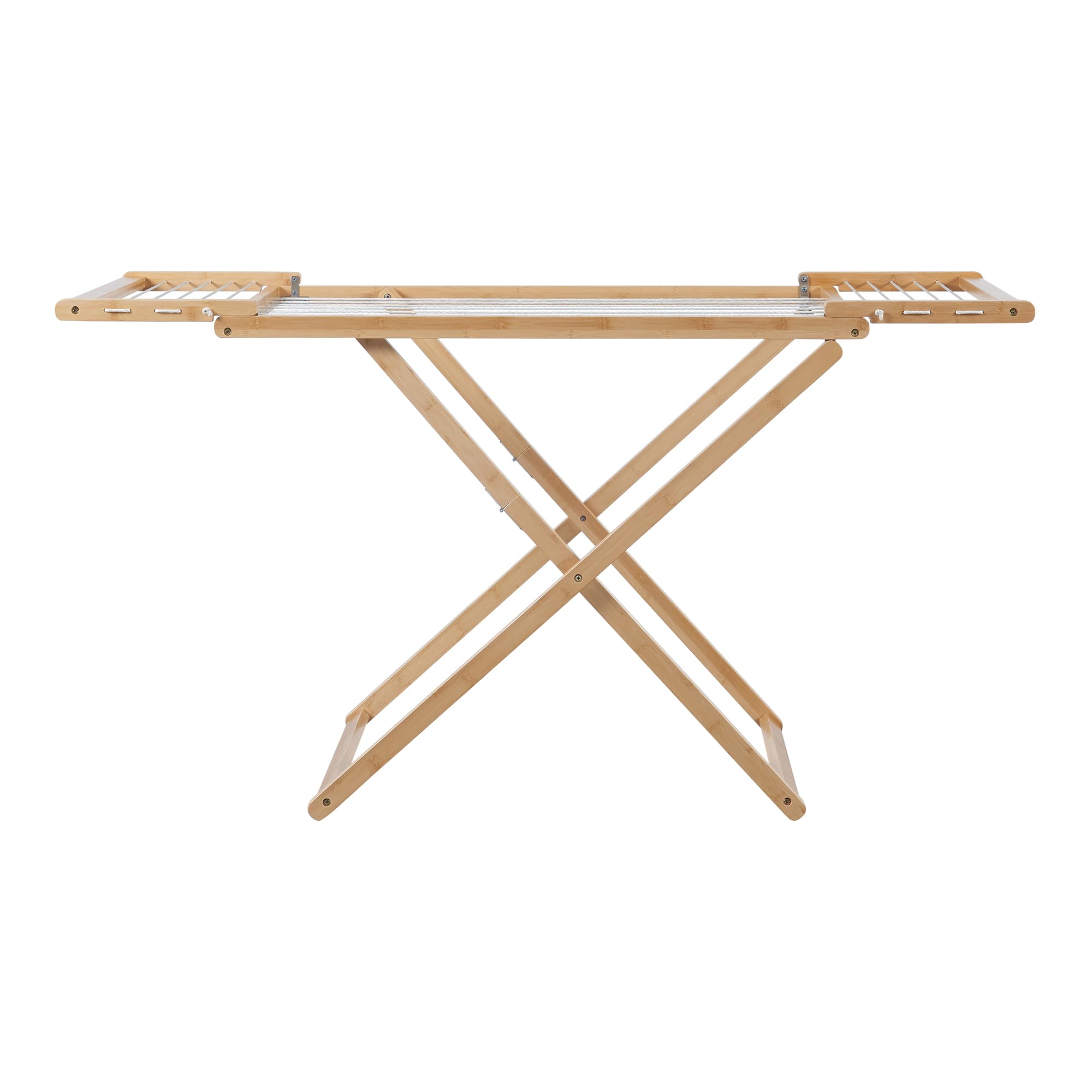 [en.casa] Wäscheständer Fakala Standtrockner klappbar Bambus 154 x 59 x 82 cm Flügelwäschetrockner mit Wäscheleinen Badezimmer Balkon