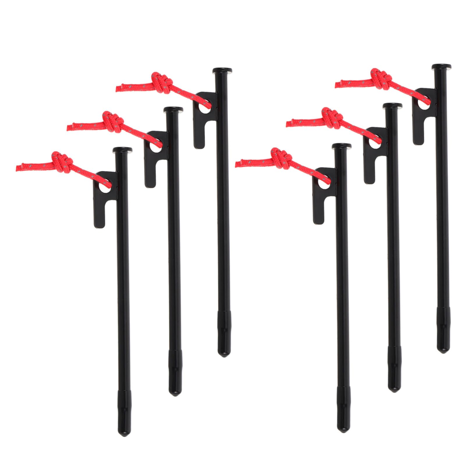 Piquetas para tienda de campaña de 6 piezas con cuerda de acero para fijación de lona exterior