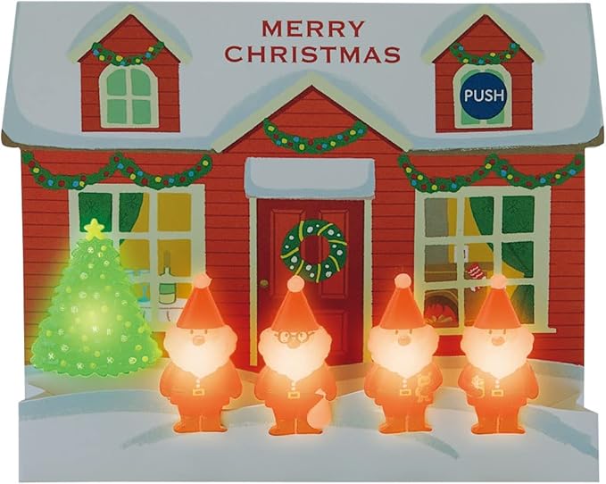 Amazon Co Jp サンリオ Sanrio クリスマスカード メロディー 家の前にサンタ4人 Jxpm30 1 S 7430 文房具 オフィス用品