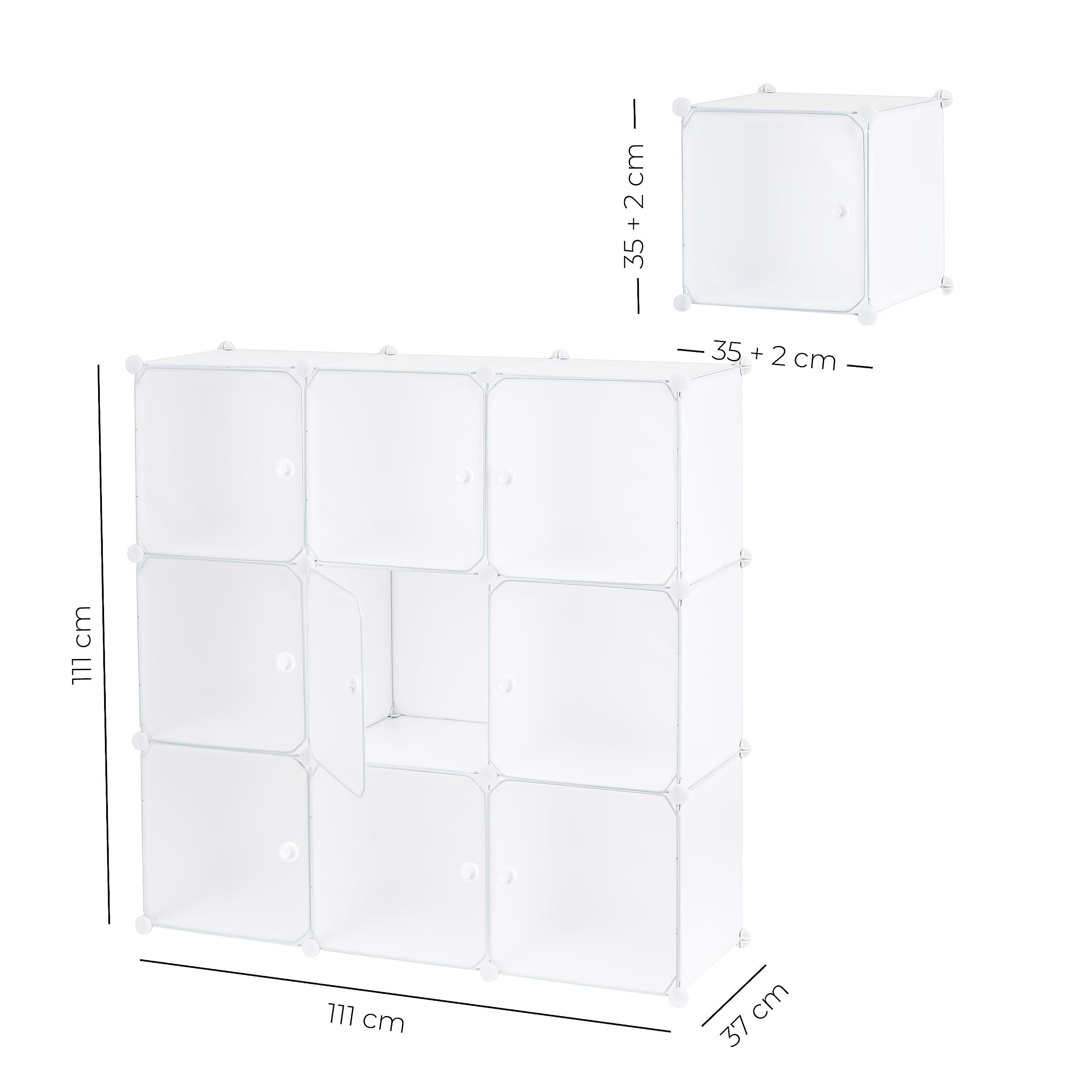 Baroni Home Mueble Modular de Almacenamiento de Espacio, Organizador con Compartimentos Apilables de Plástico para Dormitorio, Cabina Armario, Entrada, Blanco, 9 Compartimentos
