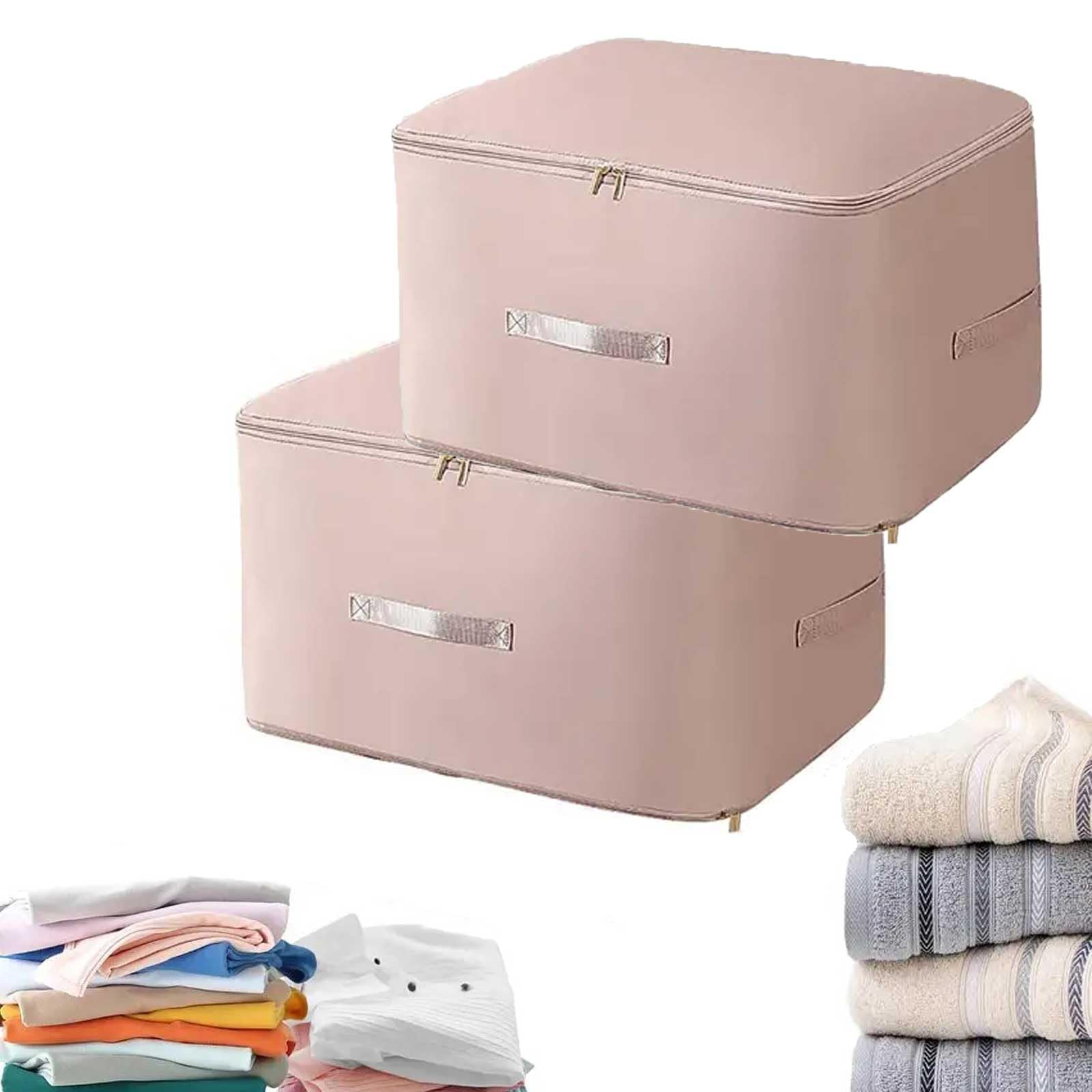 2PCS Ultra Space Saving Self Compression Organizer,Dustproof And Moisture-Proof Compression Storage Bag For King/Queen Comforters, Pillows, Bedding/