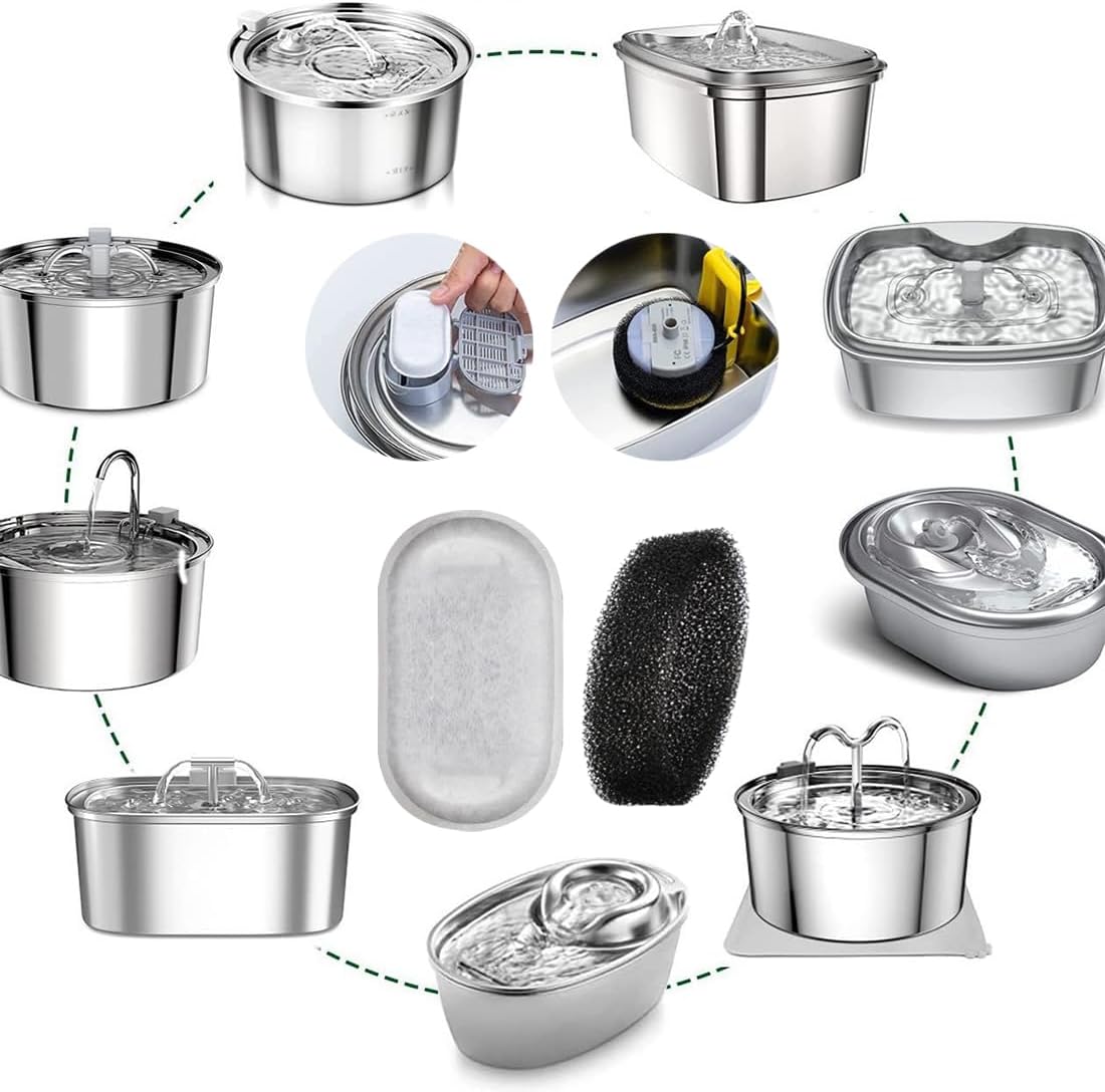 Cat Water Fountain Filters 16 Pack Cat Fountain Filter Replacement for Stainless Steel Adjustable Automatic Cat Dog Water Fountain Dispenser - Image 3