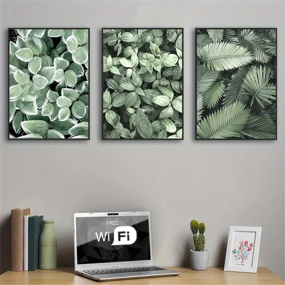 WBYZAC Wall Pictures-Modern Green Plant Wall Fresh Wall Art Poster Painting, Green Plant Fresh Art Painting Poster, Living Room Kitchen Decoration Painting-30 * 50cm*3PCS (No Frame)