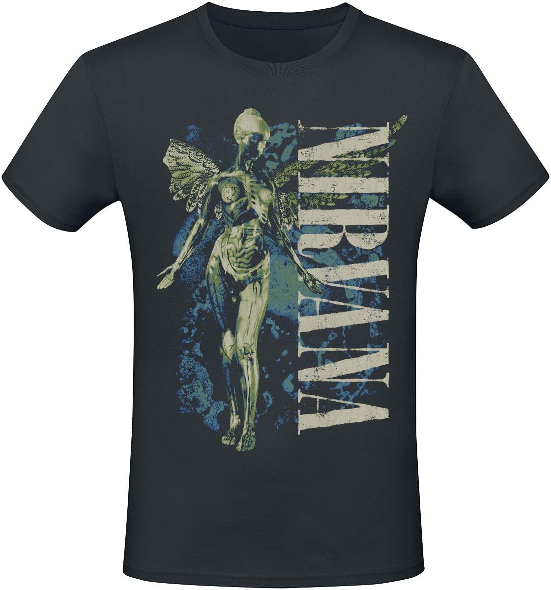 NIRVANA VERTICAL LOGO T-Shirt Large BLACK