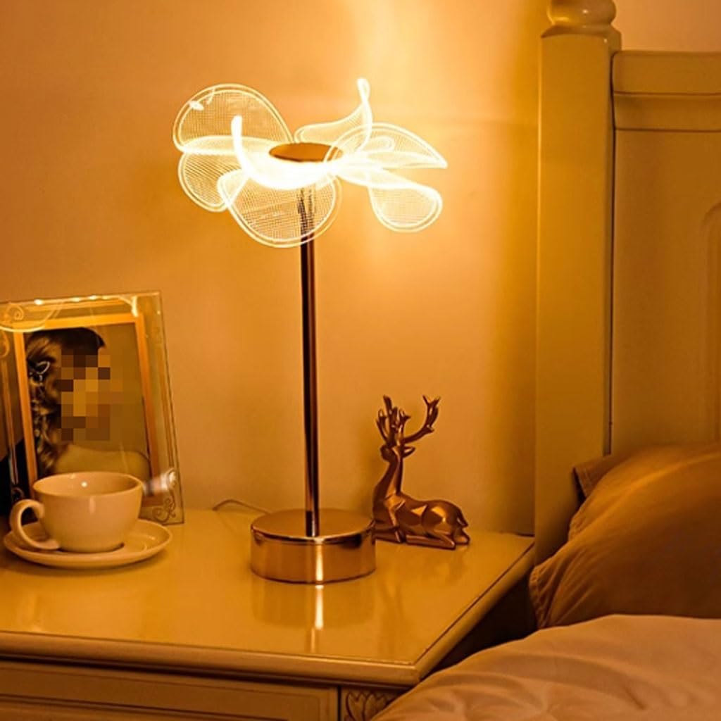 Lamp for Desk Modern Creative Flower Table Lamp Bedroom Stylish Simple Bedside Lamp Romantic Atmosphere Lamp Desk Led Lamp(A)