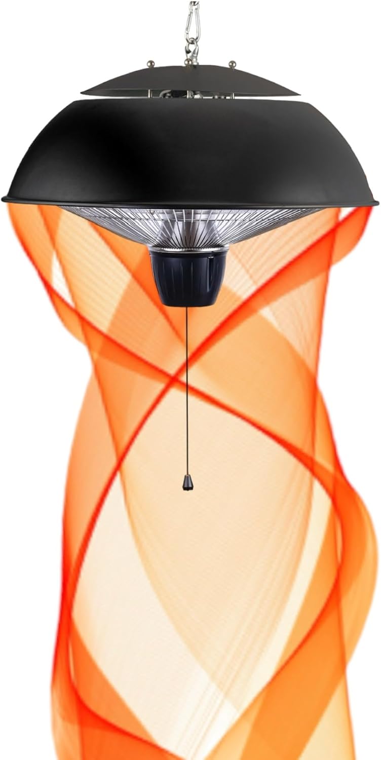 Black Outdoor Indoor Patio Restaurant Halogen Ceiling Heater Water Proof