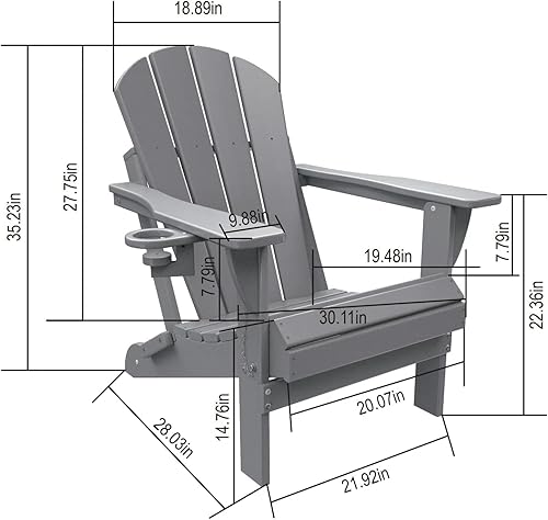 Miniatura 2 de RESINTEAK Silla Adirondack plegable, resistente a todo tipo de clima, tamaño adulto con asiento de 21 pulgadas de ancho, plástico reciclable de