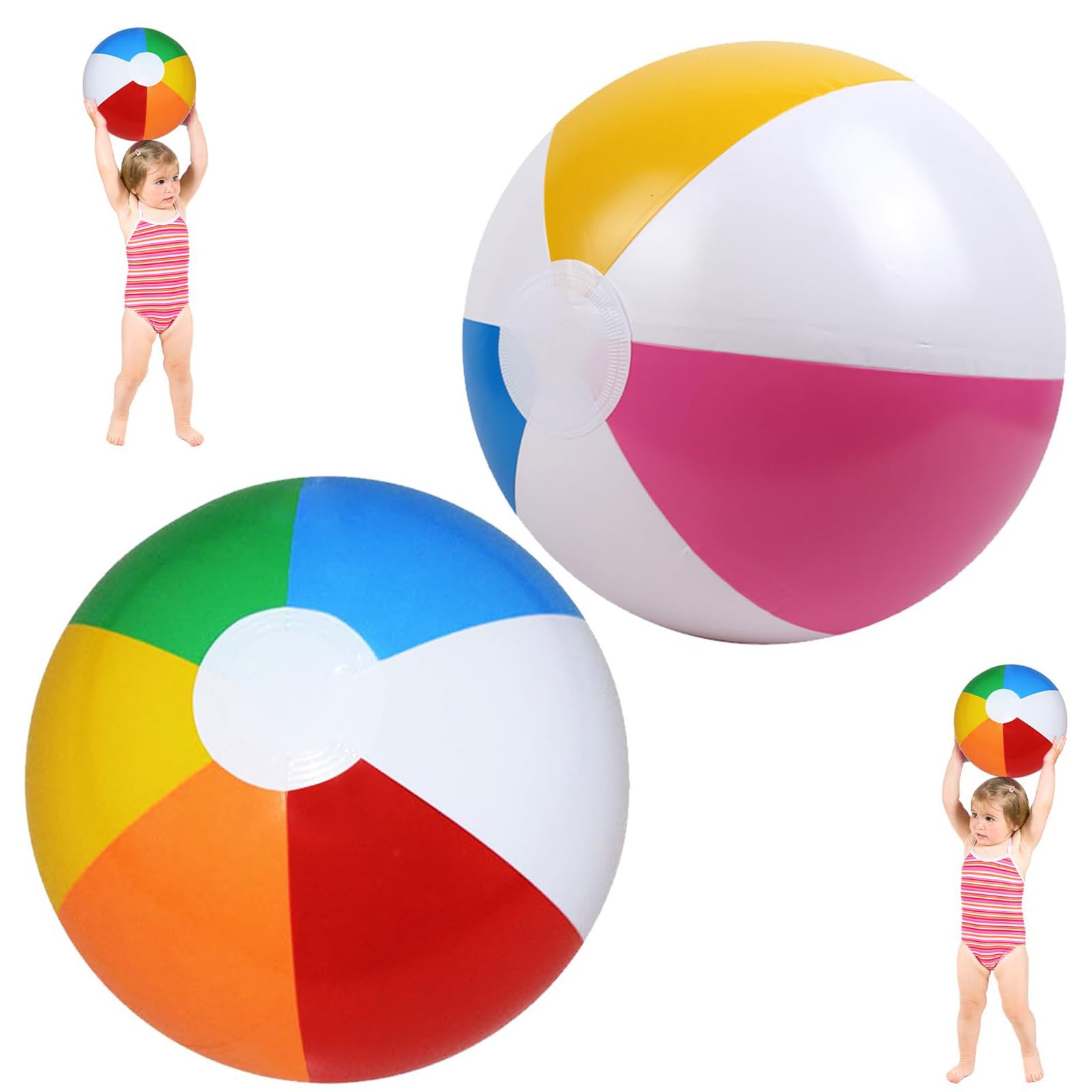 AOOTUERL 2 PCS Inflatable Panel Beach Ball, Beach Ball Football Small Blow Up Beach Balls Water Game,for Holiday Swimming Pool Party Beach, Kids and Adults Summer Pool Party Toys