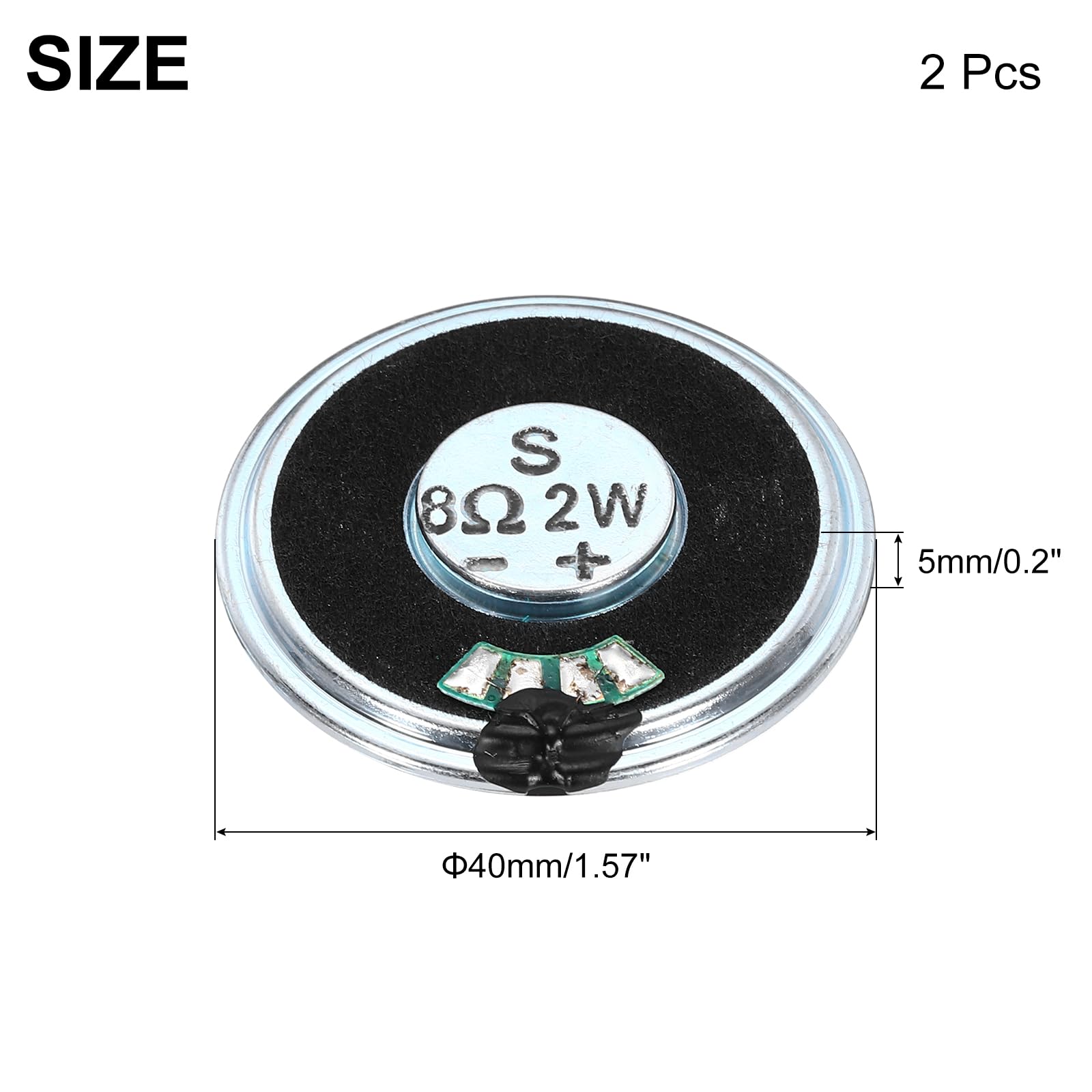 uxcell 2 Pcs 2W 8 Ohm Small Speakers Metal Shell Round Internal Micro Magnet Speaker for Mini Speakers DVD EVD Multimedia Mobile Portable Advertising Machine