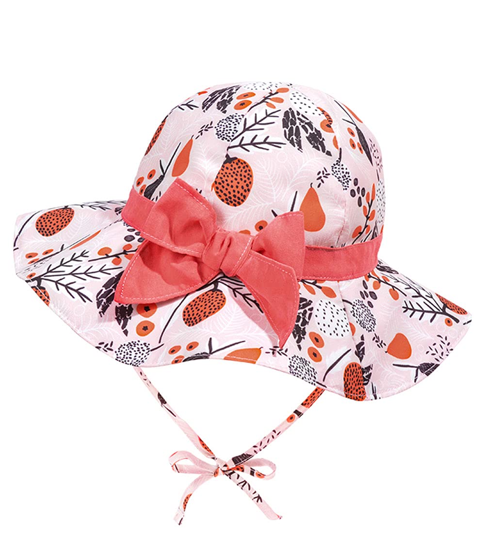 Hifot Bebé Niña Niño Sombrero de Sol Verano Algodón Pescador Gorra de Sol ala Ancha Ajustable Sombrero Protección Solar 50+ UPF with Adjustable Strap for Baby