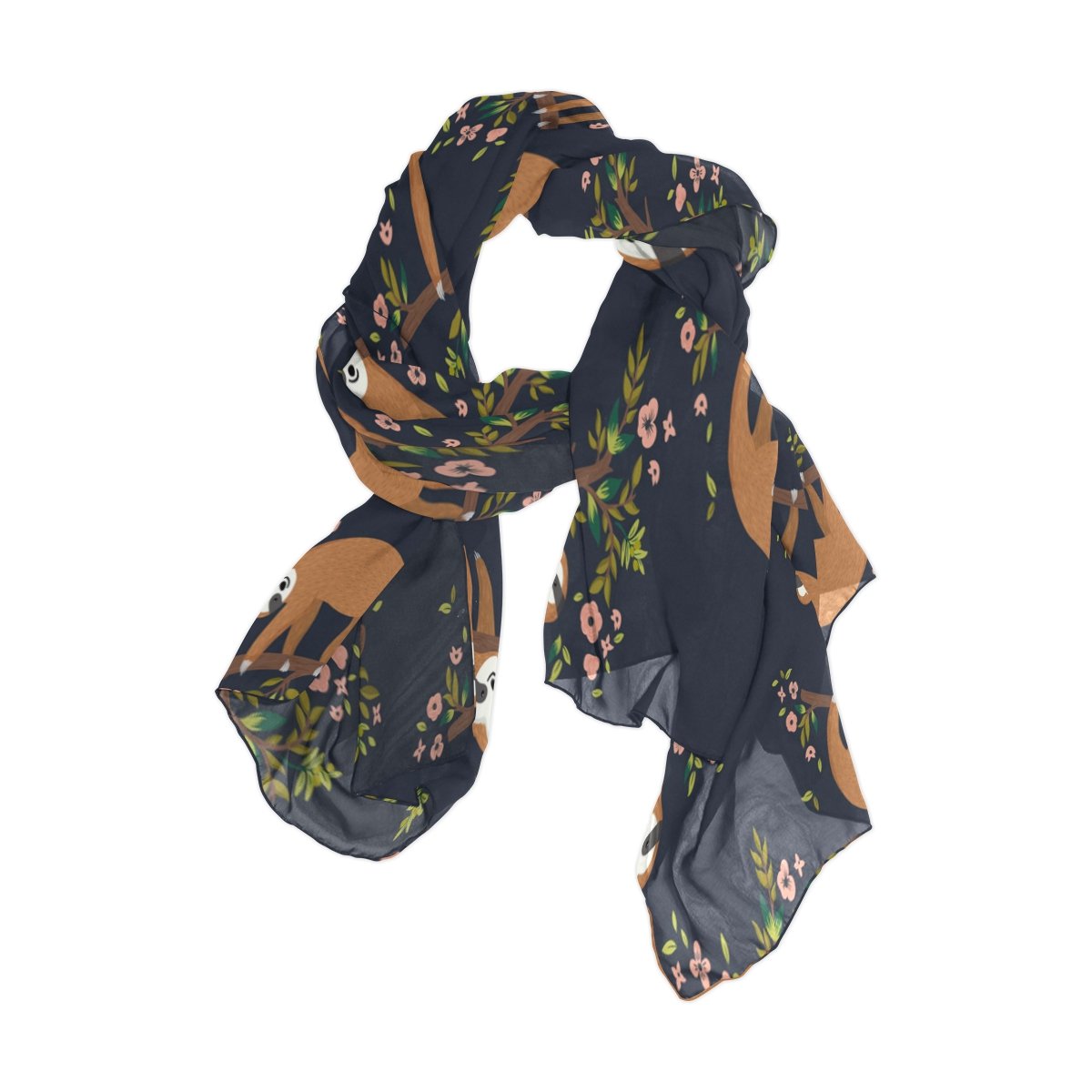 Use7 Fashion Cute Sloth Floral Chiffon Long Scarf Shawl Wrap