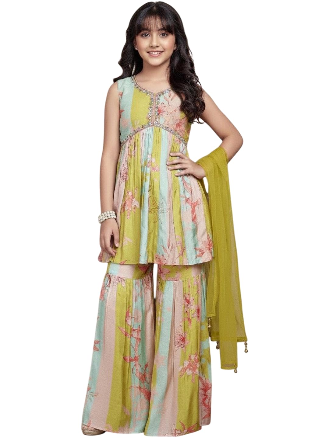 Wommaniya Impex new Elegant Girls' Floral Sharara Set - Review, Price and Buying Guide