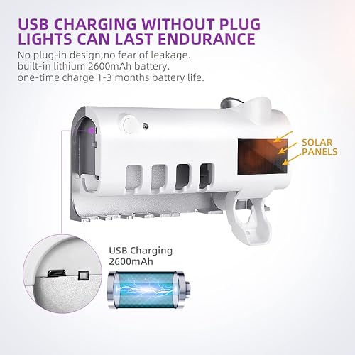 Miniatura 7 de Vicmama Desinfectante para cepillos de dientes, soporte para cepillos de dientes de baño montado en la pared con función esterilizador UV,