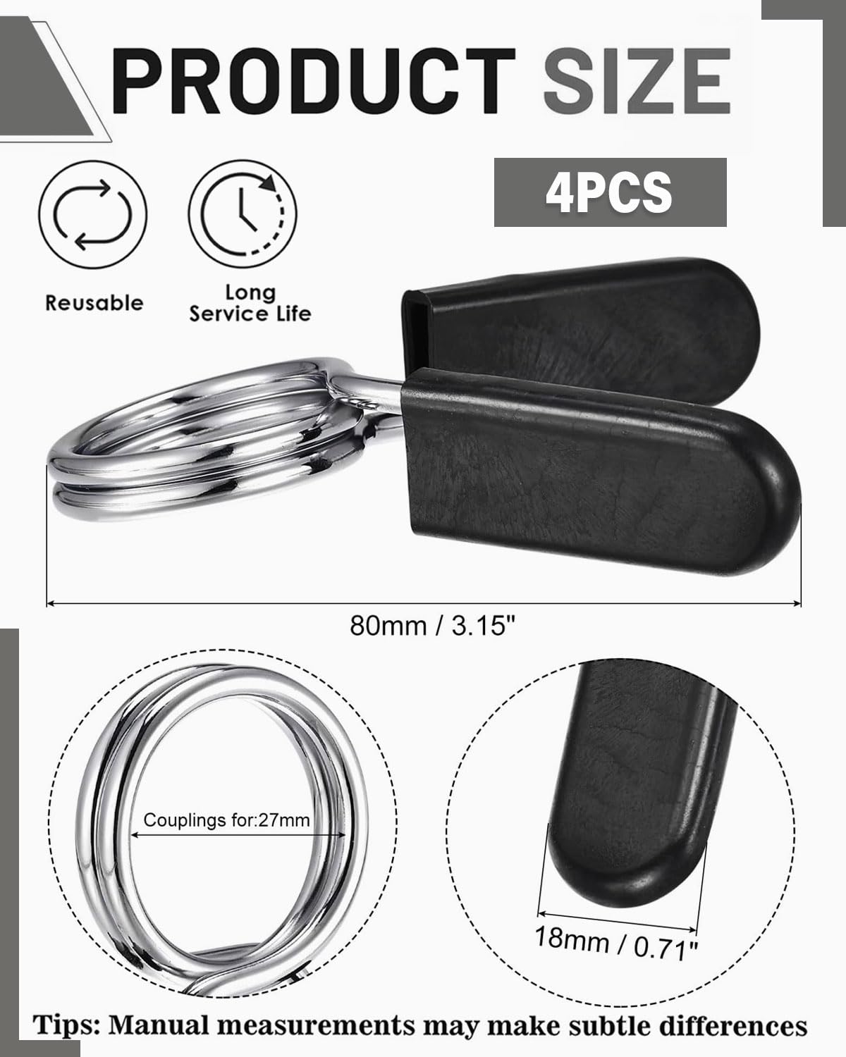 4 pcs 25 Mm Bilanciere Palestra,per Bilanciere con Chiusura a Molla,Chiusura a Molla in ABS,Morsetti per Bilanciere,per Sollevamento Pesi,Allenamento di Forza,Fissaggio a Manubri Corti