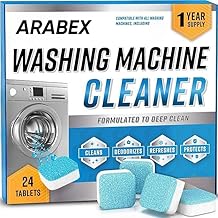 ARABEX™ Washing Machine Cleaner Descaler 24 Pack - Deep Cleaning Tablets For HE Front Loader & Top Load Washer, Clean Inside Drum And Laundry Tub Seal (Washing Machine Cleaner Tablets - 24 Pack)