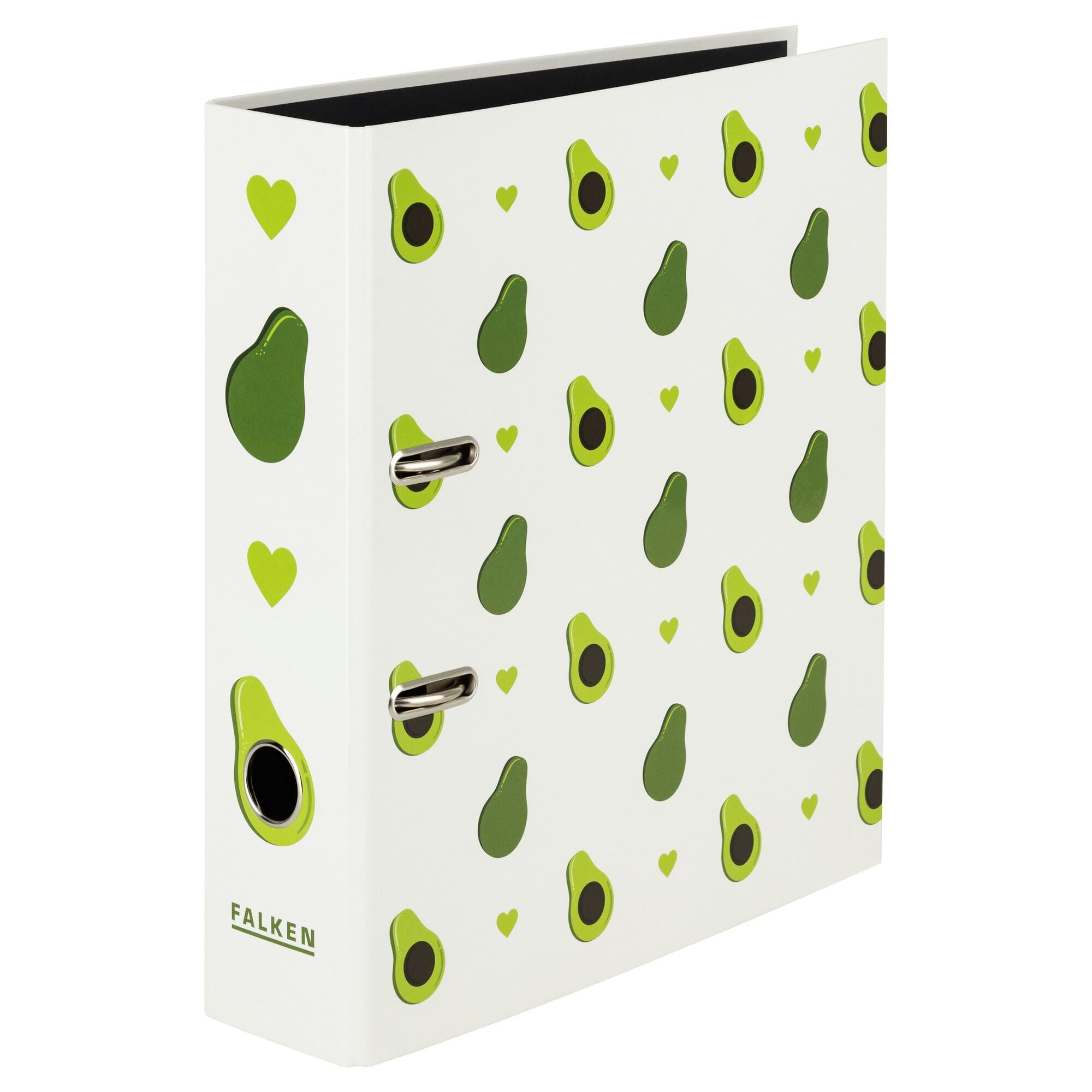 Falken Avocado Design File Folder Made in Germany 8 cm Wide DIN A4 Black Inner Mirror Glossy Laminated Outer Cover Pack of 1