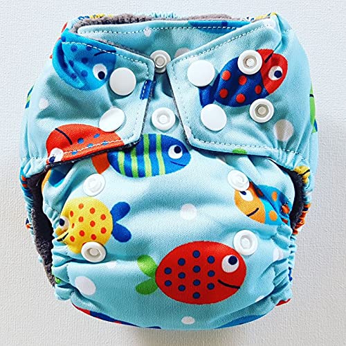 Wasbareluiers.eu Aio - Peces Pañales Lavables para Recién Nacidos, Pesca, Tamaño pequeño Cover