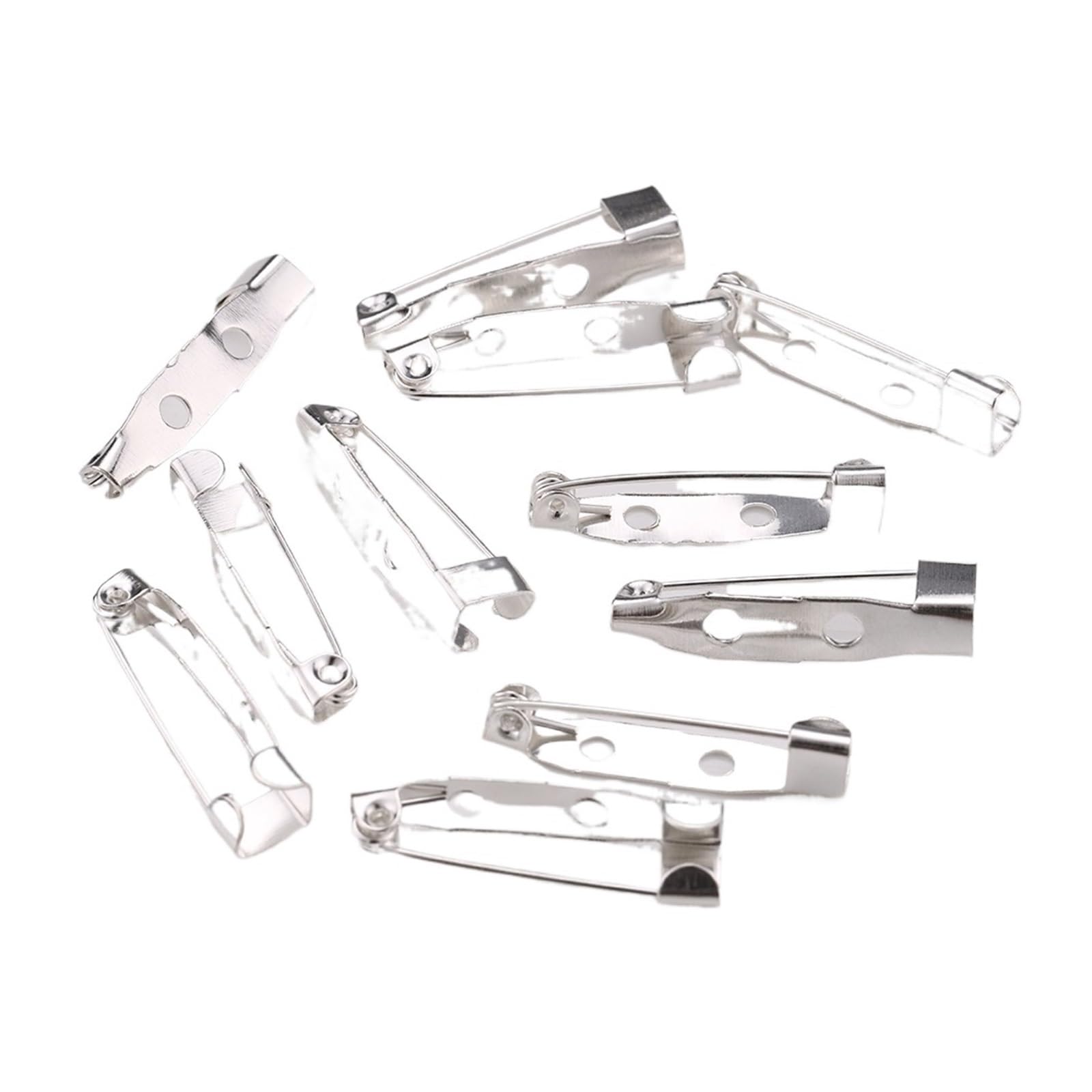 Pins for Clothes, 50pcs Silver Color Brooch Clip Pins Blank Base for Jewelry Making DIY Findings(20mm)