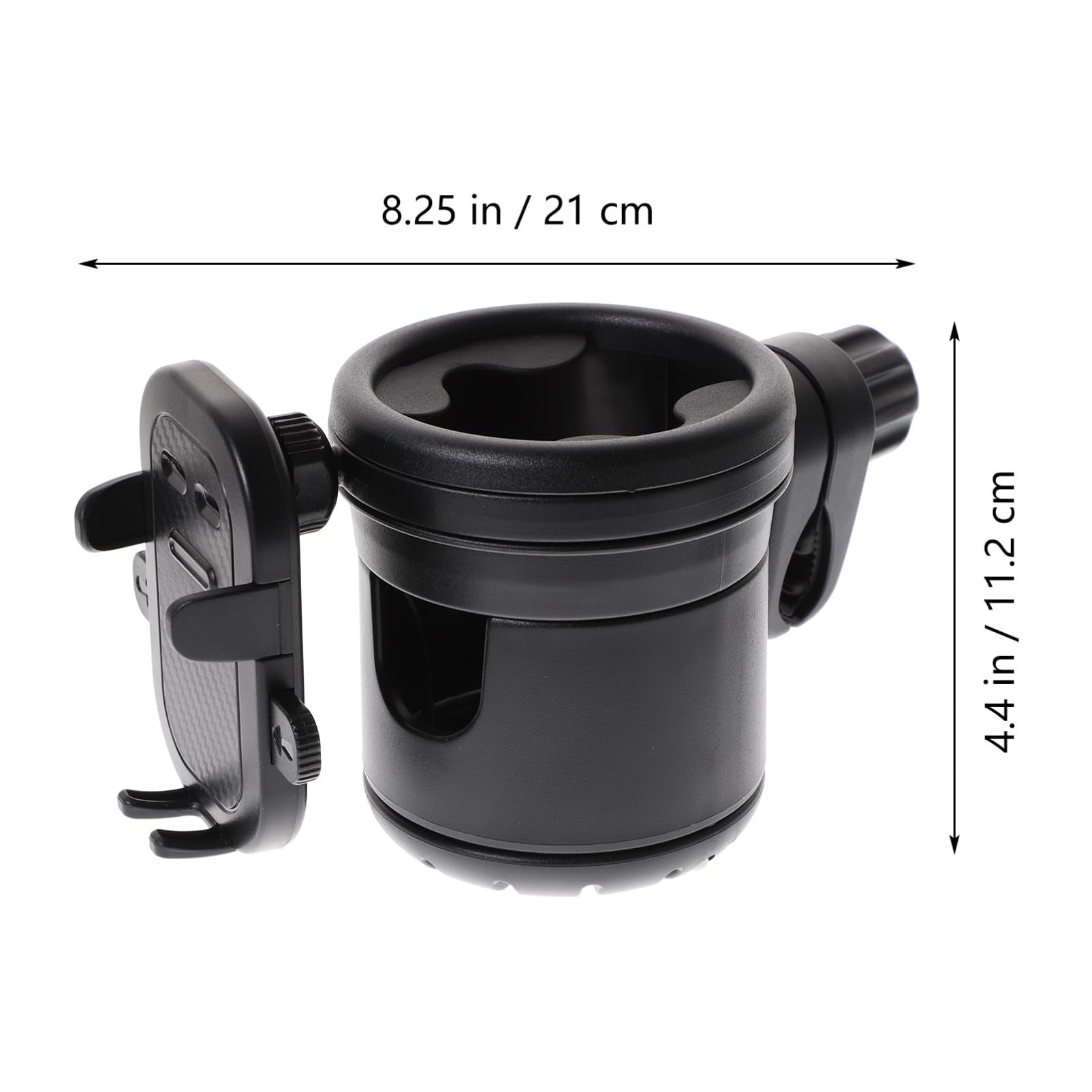 Portabicchiere per Passeggino Nero, Porta Borraccia e Tazza in Plastica e Metallo, Stabile per Bici e Scooter