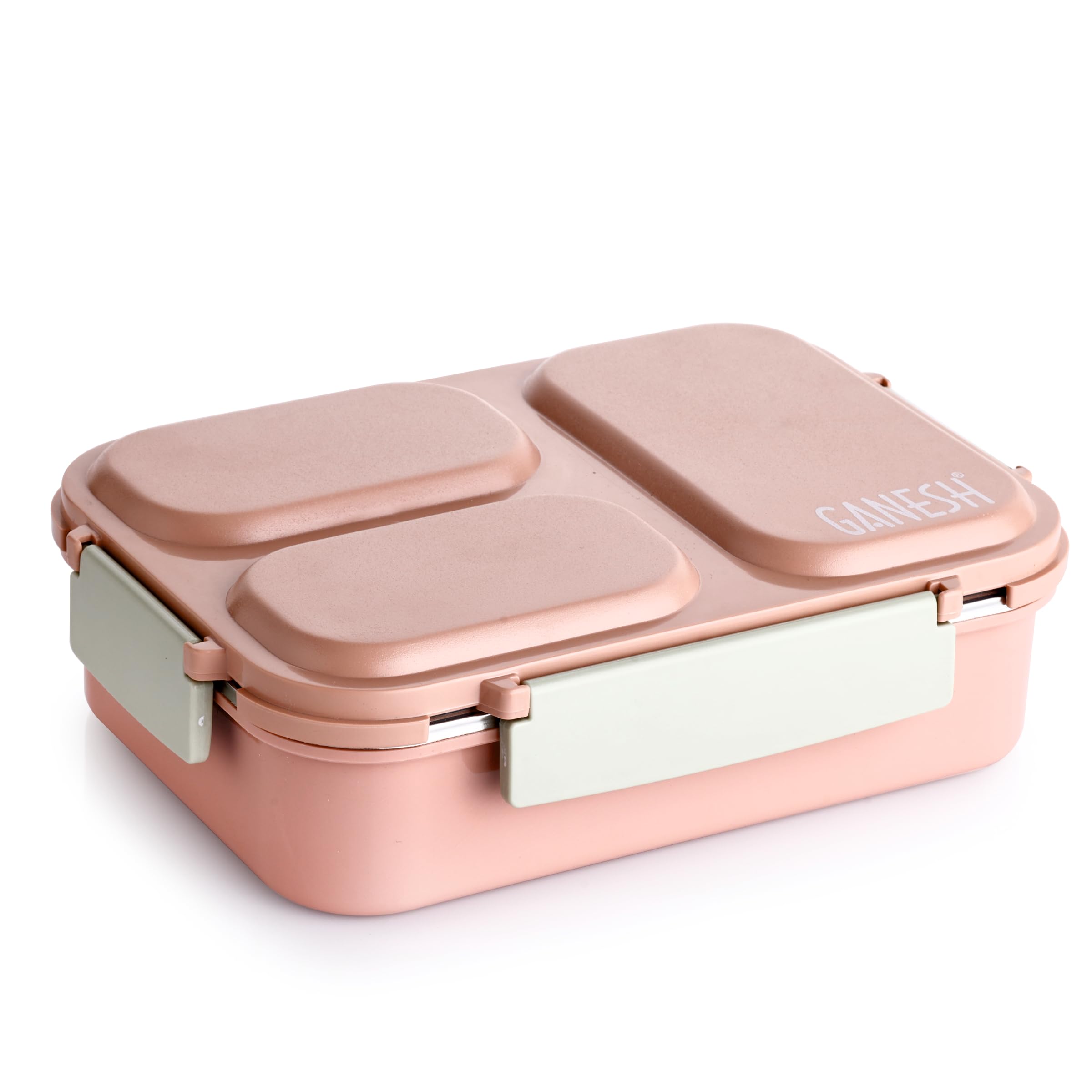 Ganesh Stainless Steel 3 Compartment Insulated Lunch Box for