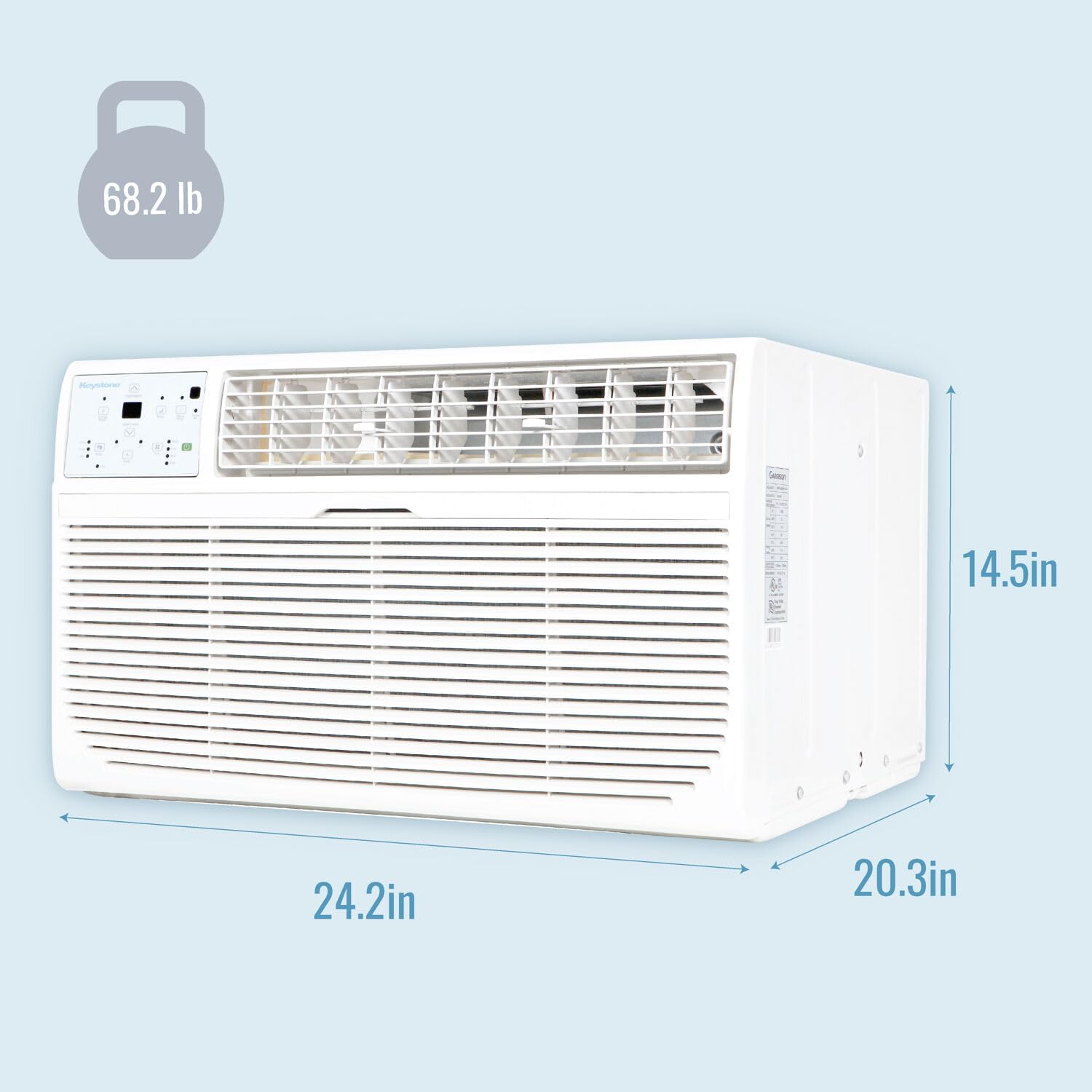 Keystone 10,000 BTU Through the Wall Air Conditioner and Dehumidifier, 115V, Through the Wall AC Unit for Bedroom, Bathroom, Nursery, Small-Medium Sized Rooms up to 450 Sq.Ft., Quiet, High Efficiency