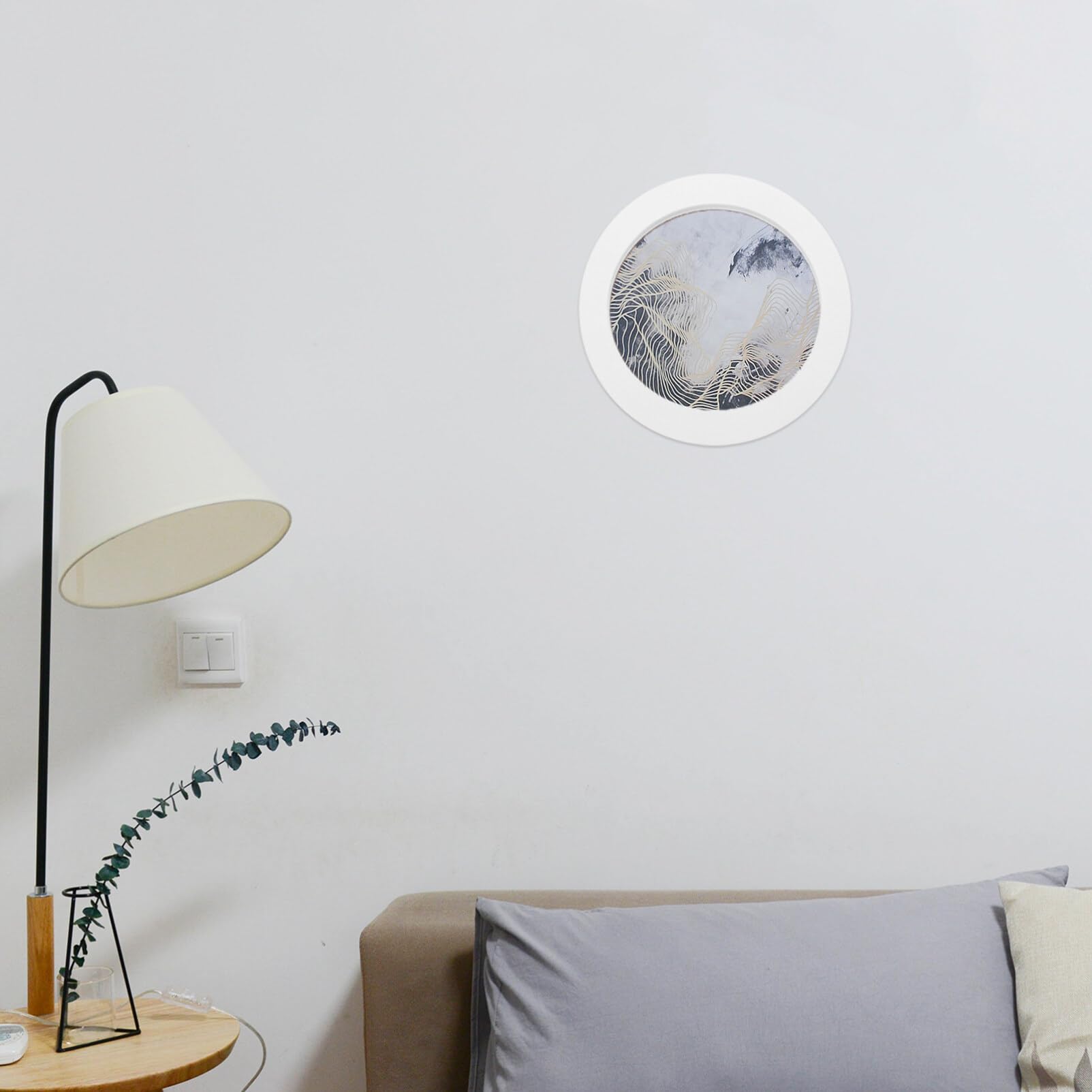 Cabilock Wooden Round Photo Frame Circle Wall Decor Vintage Picture Holder for Home White Display Frame