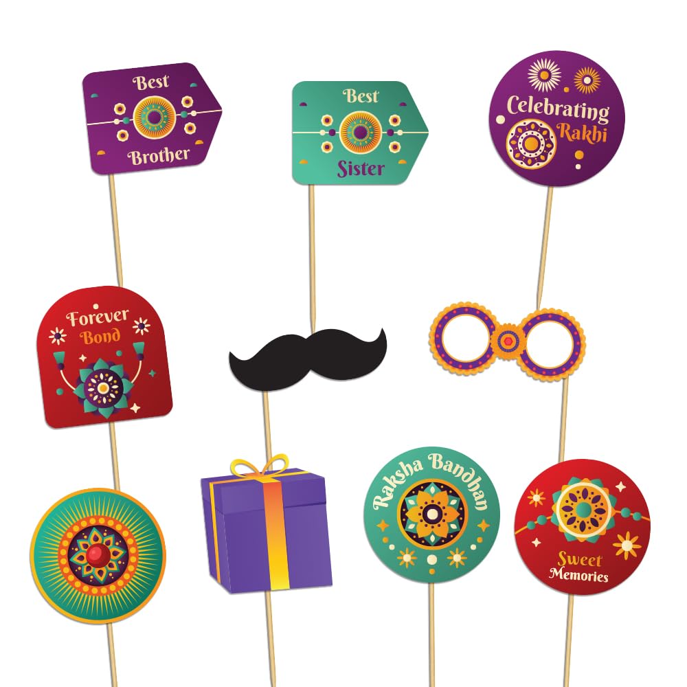 Festiko® Rakhi Celebration Photobooth Props, Selfie Props For Rakhi, Raksha Bandhan Decoration Combo