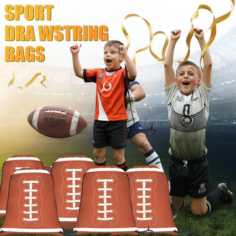 18 Pieces Football Drawstring Bags, Football Drawstring Backpacks Party Favors Cinchs Goodie Bags for Gym Party Favors Bags - Image 6