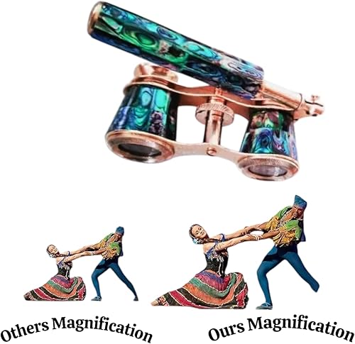 Miniatura 3 de Binoculares de ópera de 2 x 25 pulgadas, mini binoculares con asa con caja de cuero para adultos y mujeres en concierto musical (dorado) regalos