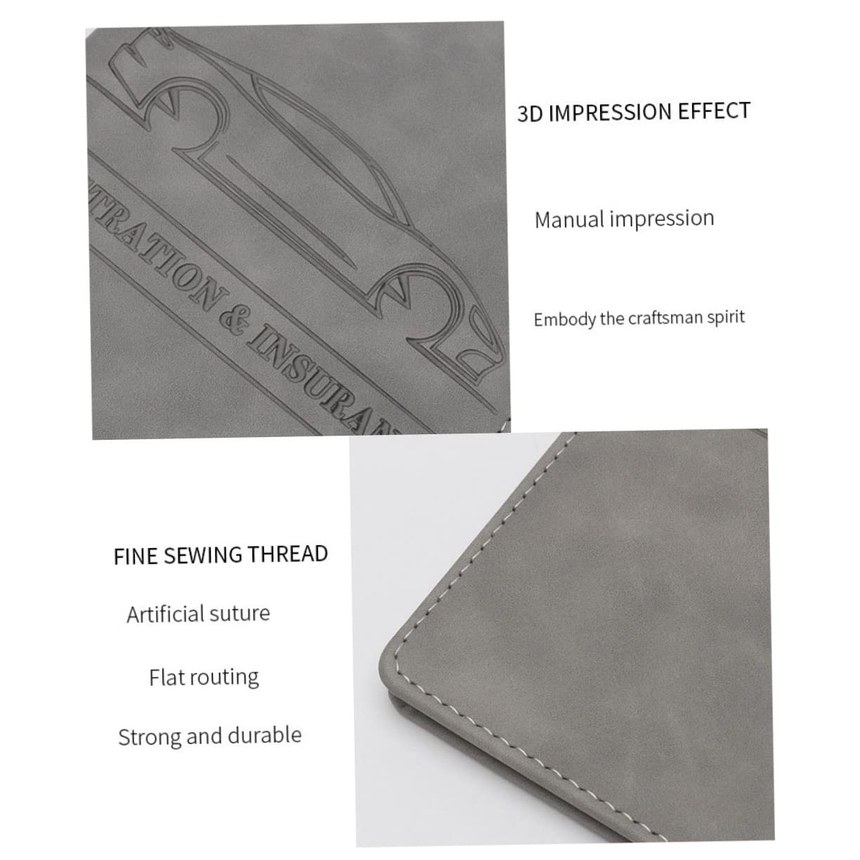 Healeved 3 Pièces Documents Automobile PU Étui pour Immatriculation et Assurance Organisateur de Cartes et Élégant Pochette Multifonctionnelle pour Cartes de Crédit pour Conducteurs