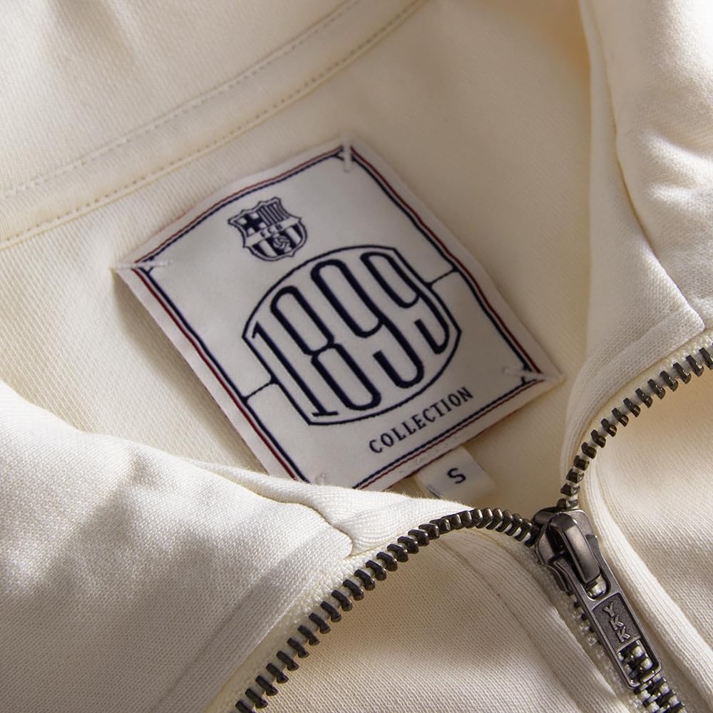 COPA - Felpa con Zip Corta - Uomo - FC Barcelona 1899 - Ecru - 100% Cotone Biologico
