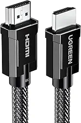 UGREEN Cabo HDMI 2.1 8K@60Hz, cabo HDMI 4K@120Hz HDR dinâmico, 7860x4320P Ultra HD, 3D, Dolby Vision, eARC, trançado 48 Gbps Ethernet, compatível com PS5/PS4/ PC/Xbox/HDTV/MMMMMM. Operador/P Rejetor