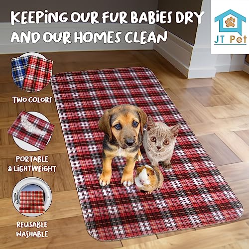 Image of Guinea Pig Cage Liner - Pack of 2 Washable Pee Pads for Dogs, Smooth Fleece Guinea Pig Bedding for Cage & Crates, Reusable & Waterproof Puppy Pee Pads - 47x24 Inches, Plaid