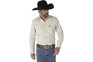 Men's Cowboy Cut Firm Finish Long Sleeve Western Snap Work Shirt