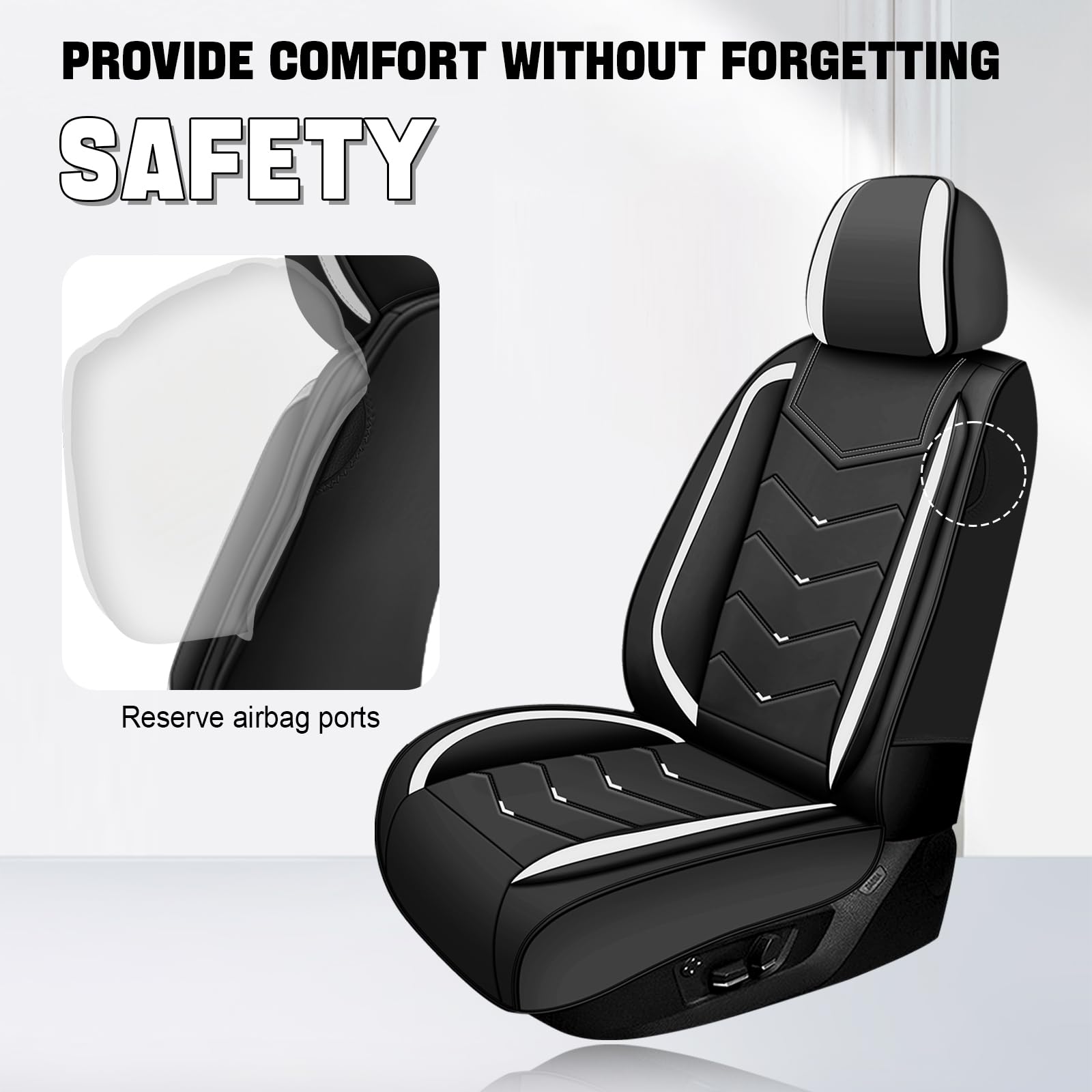 Coprisedili Auto Universale Per Kia Sportage GT Line(QL) 2015-2024 2025 2026, PU Pelle Copri Sedile Auto，Traspirante，Airbag Amichevole，A Doppia Fila, Cinque Posti(Black white)
