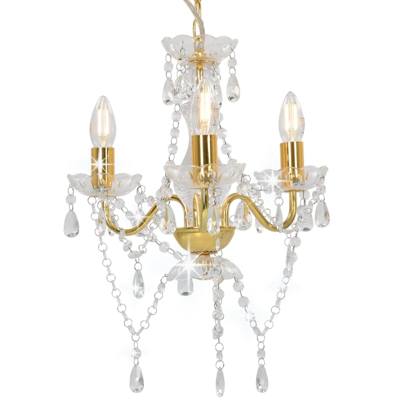 Rantry Kronleuchter mit Perlen Golden Rund 3 x E14 Lampen