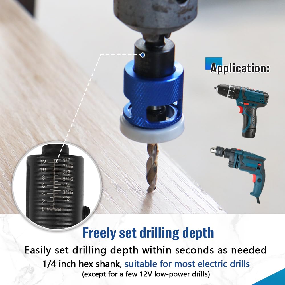Punta svasata regolabile con punta in carburo per legno, punte coniche HSS M2 da 1/8" + 9/64" + 5/32" + 11/64" + 3/16" HSS M2 punte per cacciavite per lavorazione del legno, plastica, legno.