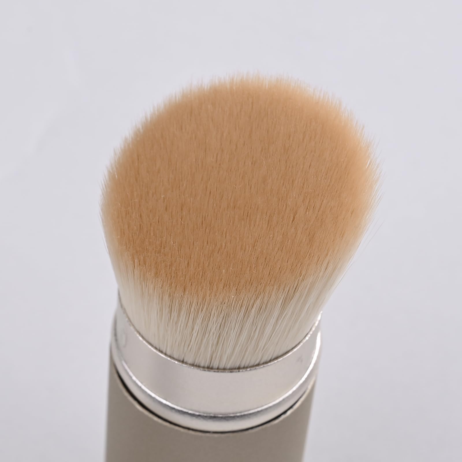 Kabuki Makeup Brush, White, Synthetic Hair, Professional Facial Brush with Retractable Handle, Portable Wand