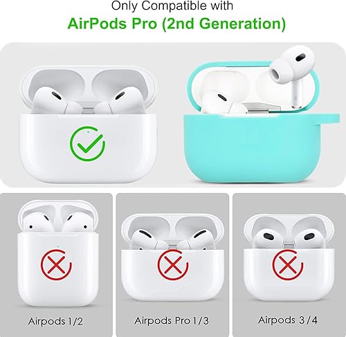 Vista 58 de Funda compatible con Airpods Pro de 2ª generación 2022, funda protectora de silicona suave con llavero de pulsera para Apple Airpods Pro 2 funda