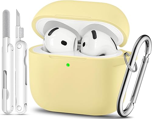 Miniatura 11 de Funda para AirPods 4, color rosa con kit de limpieza, funda de silicona suave para Airpod 4, compatible con Apple Airpods de 4ª generación 2024,