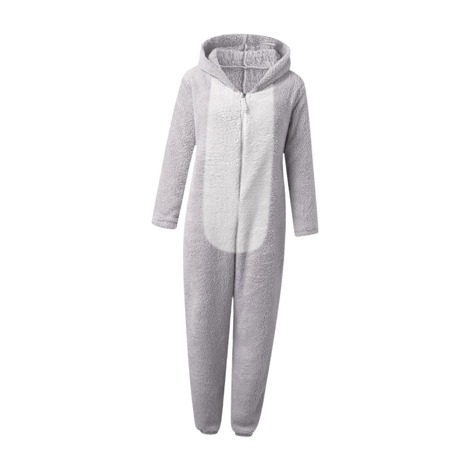 merishopp Women's Onesie Pajamas Novelty Outfit Jumpsuit for Halloweens Dress up Indoor Gray L-picture-47
