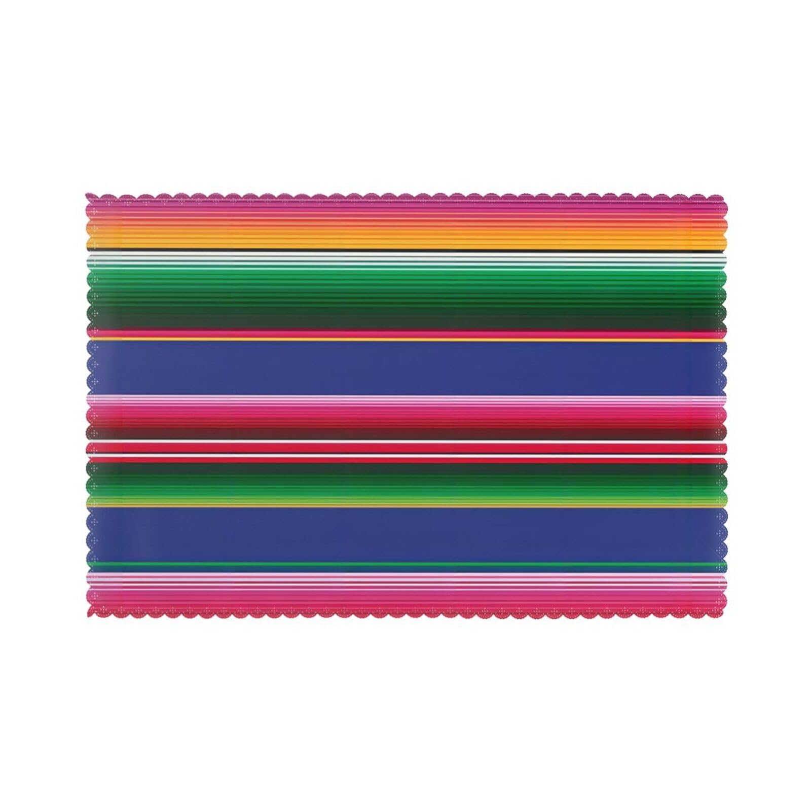 YYHWHJDE Colorful Mexican Stripes Prints Placemats Set of 6 12x18in - Durable Table Layers with Heat Resistance & Customizable Prints