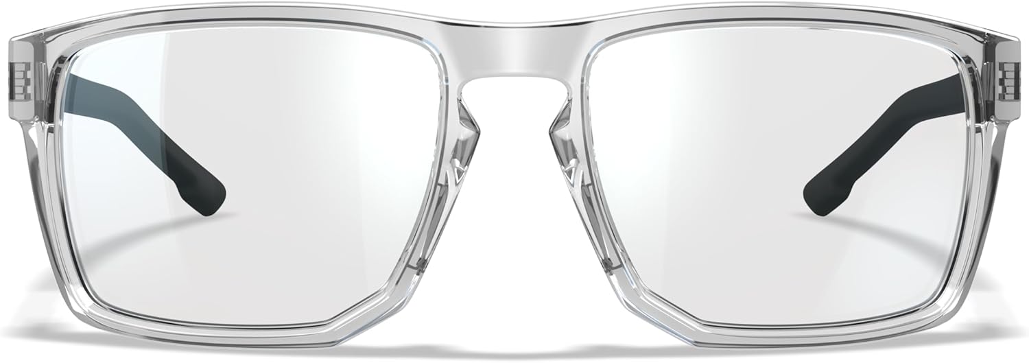 Wiley X Apex Sunglasses, Safety Glasses for Men and Women, UV Eye Protection for Shooting, Fishing, Biking, and Extreme Sports, Crystal Clear Frames, Clear Lenses