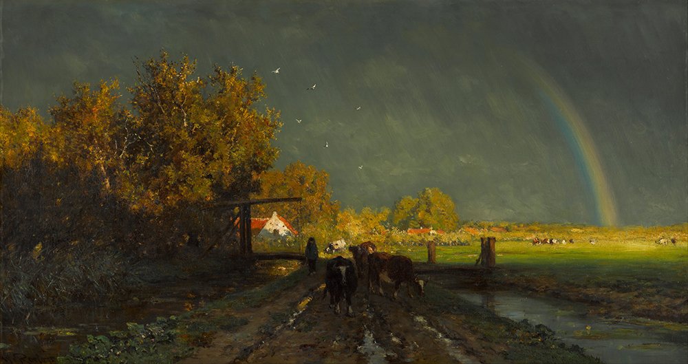 Pintura El Arcoíris de Willem Roelofs: lámina pequeña enmarcada en negro mate