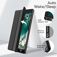 Vista 6 de JETech Case for iPad 9.7-Inch (6th/5th Generation, 2018/2017) with Pencil Holder, Clear Transparent Back Shell Slim Stand Shockproof Tablet Cover