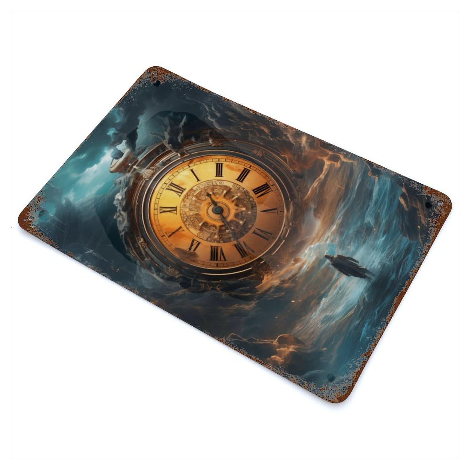 Garage Style Spacetime Weathered Tin Sign 11.8"x7.9", Classic Wall Plaque for Bar And Workshop